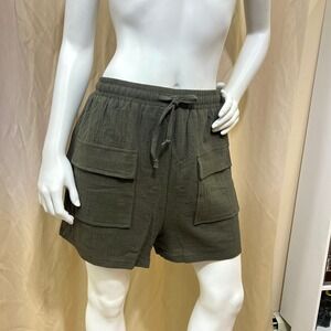 ReachMe Women's Cargo Shorts Olive Green Drawstring Size 2XL Fits Like L/XL